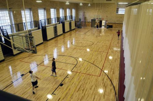 The Malkin Athletic Center (MAC) reopened for use on Tuesday after months of renovation. Pictured is the newly refinished MAC basketball court.