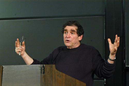 Author Alan Weisman considers the effects of a world free of the burden of 6.6 billion humans in a speech at the Science Center yesterday.