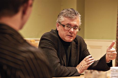 Turkish diplomat and former Deputy Representative to the United Nations Altay Cengizer dines with students in the Owen Room in Winthrop House last night. Cengizer emphasized the country’s role in the global community. 