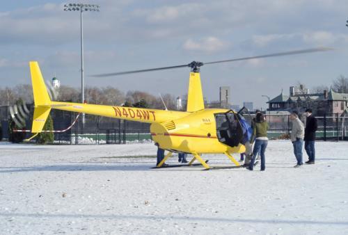 MIT affiliate Philip Greenspun offered helicopter rides departing from the Harvard athletic fields on Saturday afternoon. Demand was higher than the number of available spots and advance reservations were required.