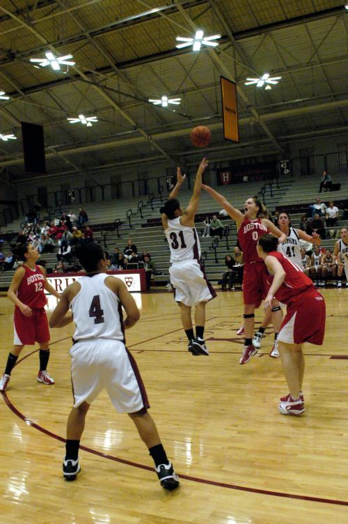 Junior guard Emily Tay got Harvard off to a hot start with eight first-half points, and captain Lindsay Hallion led down the stretch to rally the Crimson to a victory over BU last night.