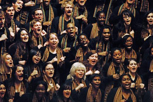 Members of the Kuumba Singers of Harvard College sing at the group's annual Christmas Concert in Memorial Church Saturday evening. 