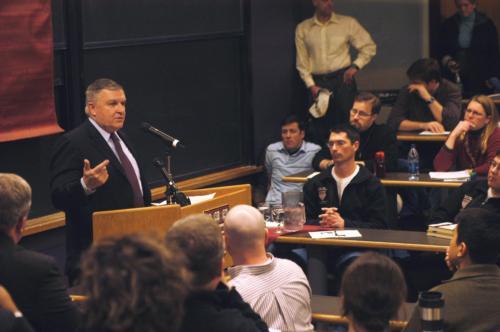Retired four-star general Anthony C. Zinni spoke last night at the IOP on policy issues ranging from U.S. involvement in Iraq to climate change.