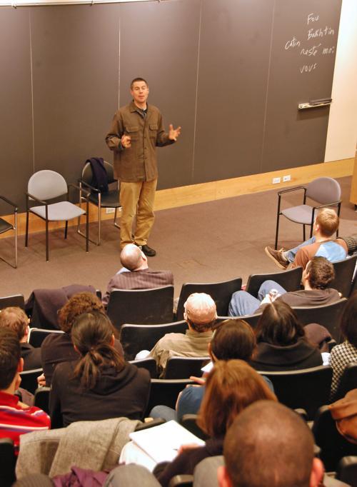 Ted Nordhaus, co-author of “Death of Environmentalism,” discussed changing views of global warming yesterday in Boylston Hall.
