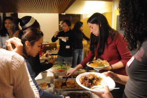 Fasting (or just hungry) students stuff themselves