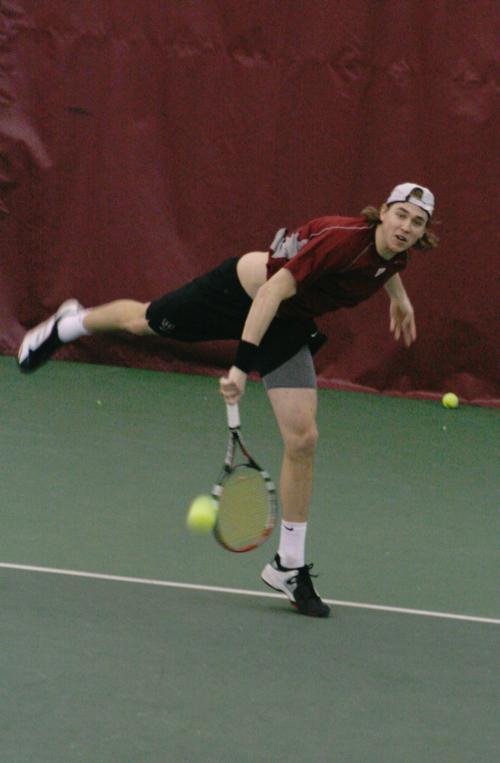 Freshman Alexei Chijoff-Evans, shown here in earlier action, lost his Ivy League debut against Cornell, but recovered in his Columbia matchup to clinch a Crimson victory over the reigning Ivy League champions.