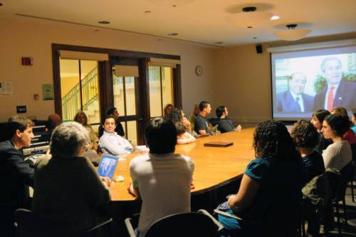 Visiting Scholar in modern European history Gabriele La Posta holds a discussion on the US-Italian Relationship, hosted by the Harvard College Italian American Association.