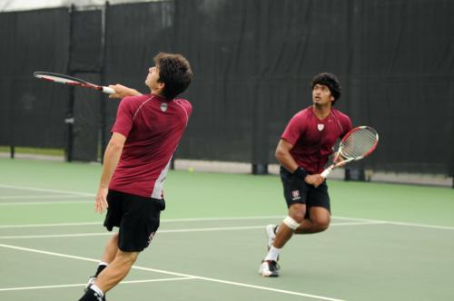 The doubles duo of junior Sasha Ermakov (left) and senior Ashwin Kumar (right) has not lost a league match all season and, winning 11-straight matches overall. Currently ranked No. 35 in the country, the pair has just this weekend’s match against Dartmout