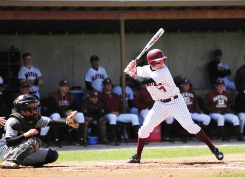 Known more for his slick fielding abilities than his bat, senior shortstop Jeff Stoeckel, shown here in earlier action, drove in two runs and scored one of his own in the final game of his collegiate career for Harvard. The Crimson ended its tough season 