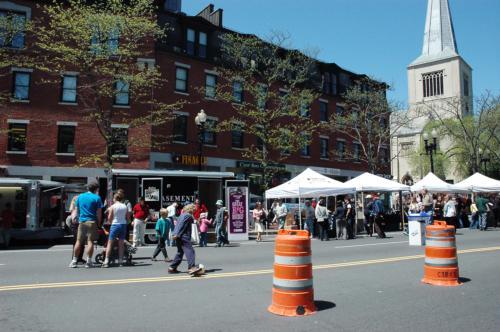 Representatives from local businesses, restaurants, and boutiques flocked to Harvard Square on Sunday for Cambridge’s annual MayFair. Students and residents strolled by the booths and sampled ethnic foods.