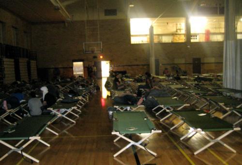 Cots were set up the Malkin Athletic Center for students during the power outage.
