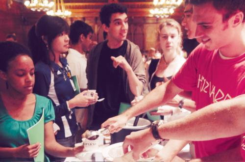 Members of the Crimson Key Society dole out ice cream to freshmen during an advising social in Annenberg Dining Hall last night. The event is a part of the group’s festivities to welcome the class of 2012.
