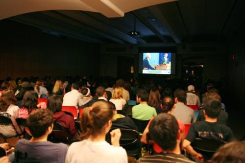 A crowd gathered to watch Friday’s presidential debate with the Black Students Association at Hilles Library on Friday night. The event recognized the historical significance of Barack Obama’s candidacy.