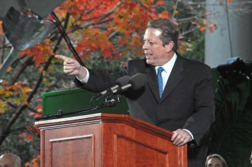 Former Vice President Al Gore ’69 gave an impassioned speech on climate change and Harvard’s responsibility in Tercentenary Theatre yesterday.