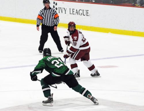 Sophomore Chris Huxley had the lone goal on an otherwise embarrassing night for the Crimson, who lost 10-1 in the first game of the series.