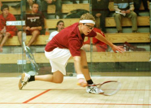Top-seeded Colin West defeated Rochester’s top-ranked player Jim Bristow 9-0. 9-0, 9-5 in  last weekend’s matchup between No. 4 Harvard and the No. 5 Yellowjackets. His victory capped a last-ditch Crimson comeback against Rochester with his team winning 5