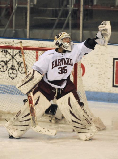Junior goalie Christina Kessler notched 17 saves in the 8-0 shutout of Boston University in the first round of the Beanpot Tournament. On the night, two skaters—tri-captains Sarah Vaillancourt and Jenny Brine—recorded hat tricks and the first line for the