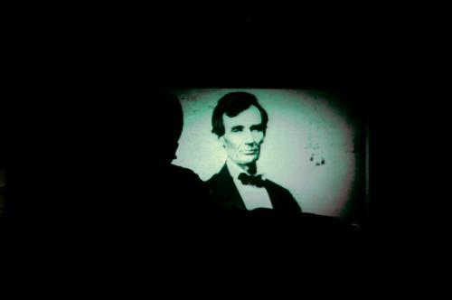 A viewer learns about President Abraham Lincoln’s more racist side at the world premiere screening of the PBS documentary “Looking for Lincoln” yesterday at the JFK Jr. Forum at the Institute of Politics.