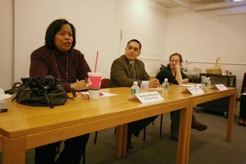 Sasha Cohen, of the Massachusetts Public Interest Group at the OCS Career Diversity Awareness Conference Saturday, tells students of how she fought to preserve government-sponsored financial aid programs.