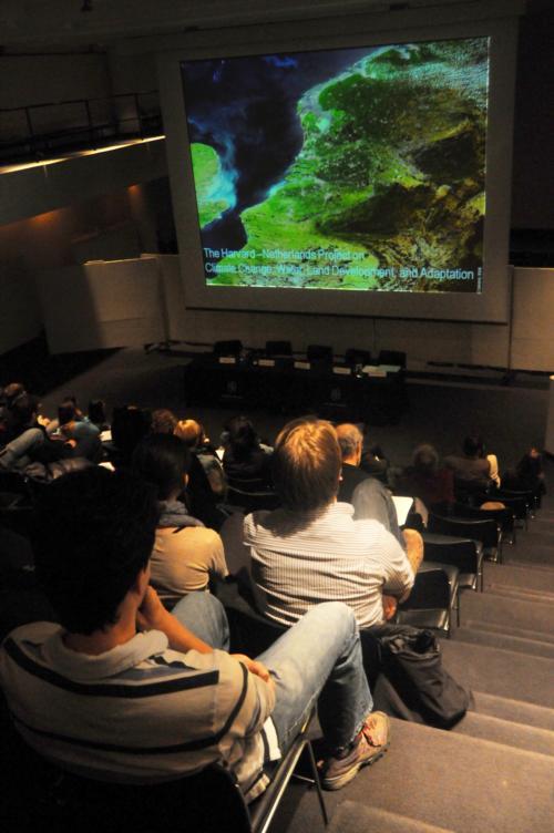 Artist Eve Mosher presents her first large-scale public artwork, “HighWaterLine.” Following the presentation, a three-person panel consisting of a scientist, an urban planner, and an artist delivered its responses to Mosher’s project.
