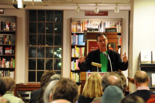 Author Patrick Tracey speaks at the Harvard COOP on his book, Stalking Irish Madness, which depicts his journey to Ireland to explore the mystery of his Irish-American family’s struggle with schizophrenia.

