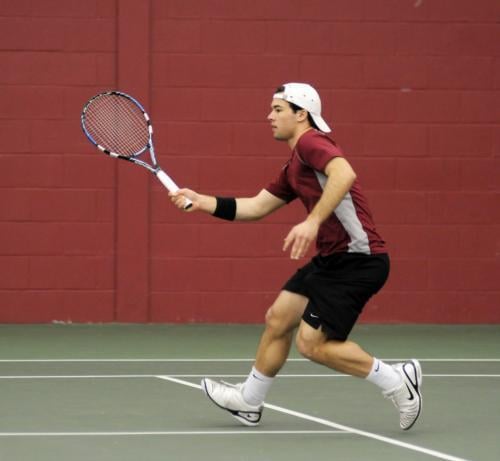 In a hotly contested match, nationally-ranked No. 77 captain Chris Clayton won his last two sets at the No. 1 singles matchup against Cornell on Saturday. With the victory, Harvard edged out the Big Red, 4-3. The win came on the heels of Friday’s narrow 4