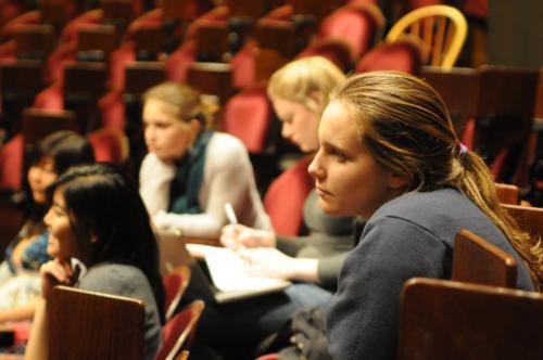 Students listen as panelists discuss the role of international coordination in responding to climate change during the event “Coordinating to Confront the Brute Realities of a Changing Climate.”