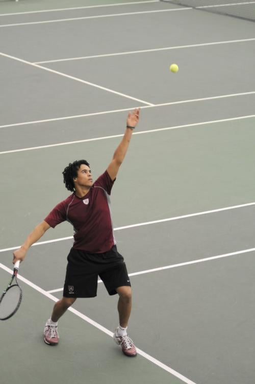 Sophomore Aba Omodele-Lucien picked up a pair of wins this weekend, playing at No. 5 against Brown before moving up to No. 4 yesterday at Yale. The standout fought off match point in a crucial win Saturday, 2-6, 7-5, 6-3.