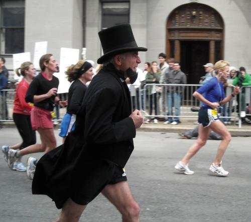 One competitor brought Abraham Lincoln back from the dead while showing off his athletic prowess in the Boston Marathon yesterday morning. Several Harvard students also participated after raising money for charity.
