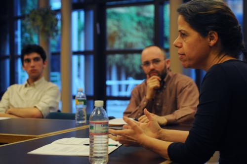 Students met with local filmmaker filmmaker Rinat Harel at Hillel on Tuesday evening to brainstorm ideas for a fall workshop series on Jewish video and film.
