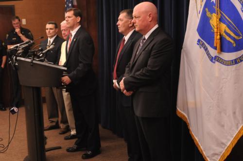 Middlesex District Attorney Gerry Leone conducts a press conference prior to Jabrai J. Copney's arraignment Friday morning.