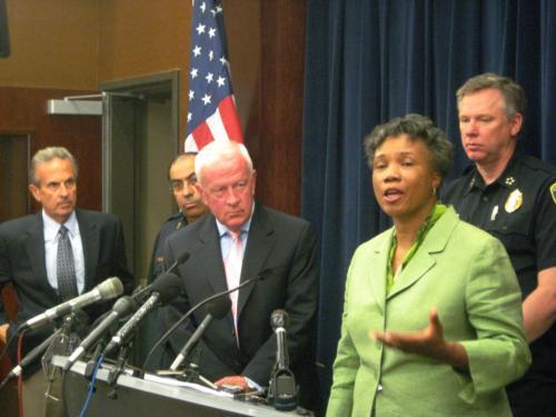 Cambridge city and police officials announce at a press conference Monday two appointments to a committee reviewing the July 16 arrest of Henry Louis Gates, Jr. They released police tapes of the arrest after the press conference. 