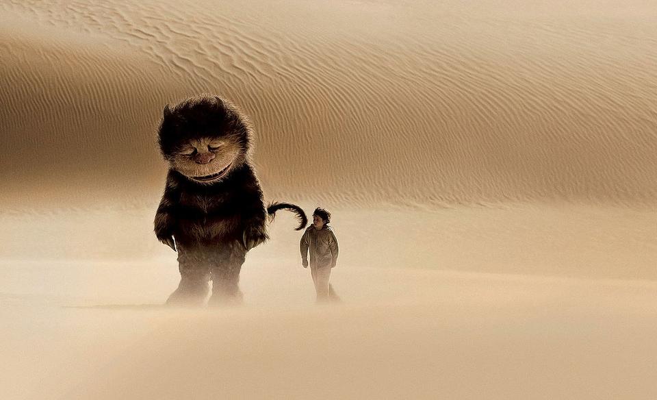 A Wild Thing and his new friend Max (Max Records) walk together in director Spike Jonze’s adaptation of Maurice Sendak’s classic children’s book, “Where the Wild Things Are.”  Records was only 9 years old when filming began.