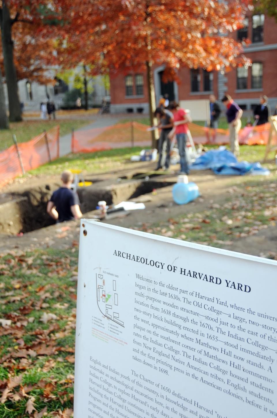 Students in Anthropology 1130 dig up Harvard Yard yesterday afternoon just east of Matthews freshman dormitory, an excavation that takes place every other year. 