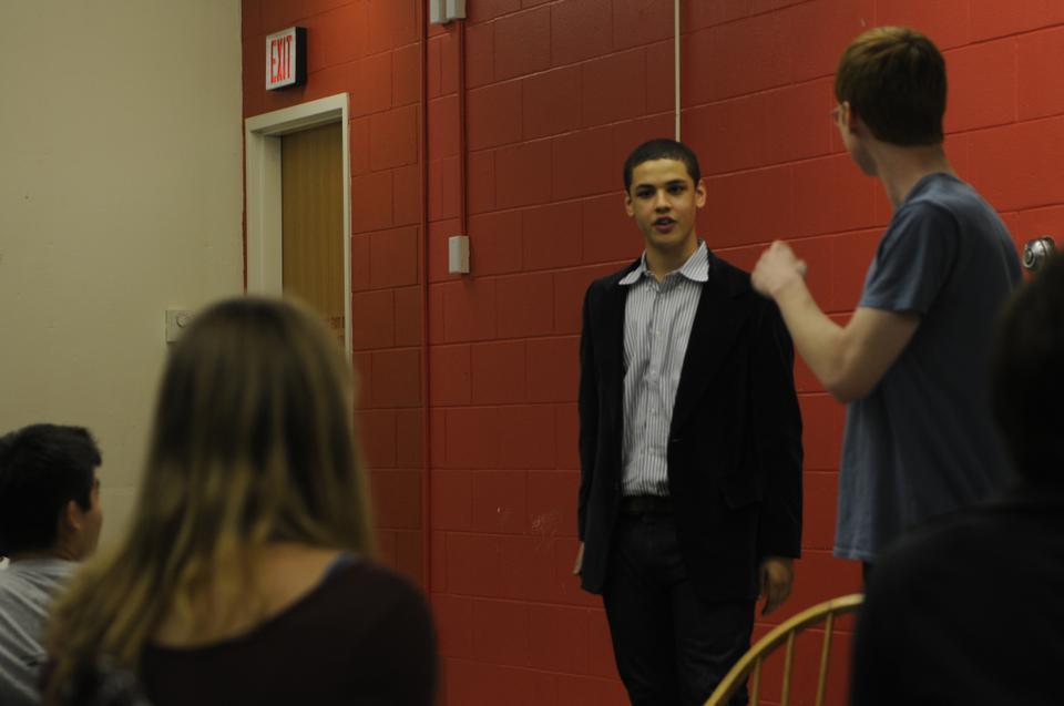 UC Presidential Candidate George J. J. Hayward '11 speaks to campaign supporters in Currier House after learning that none of the tickets will be declared the winner by the UC Election Commission.