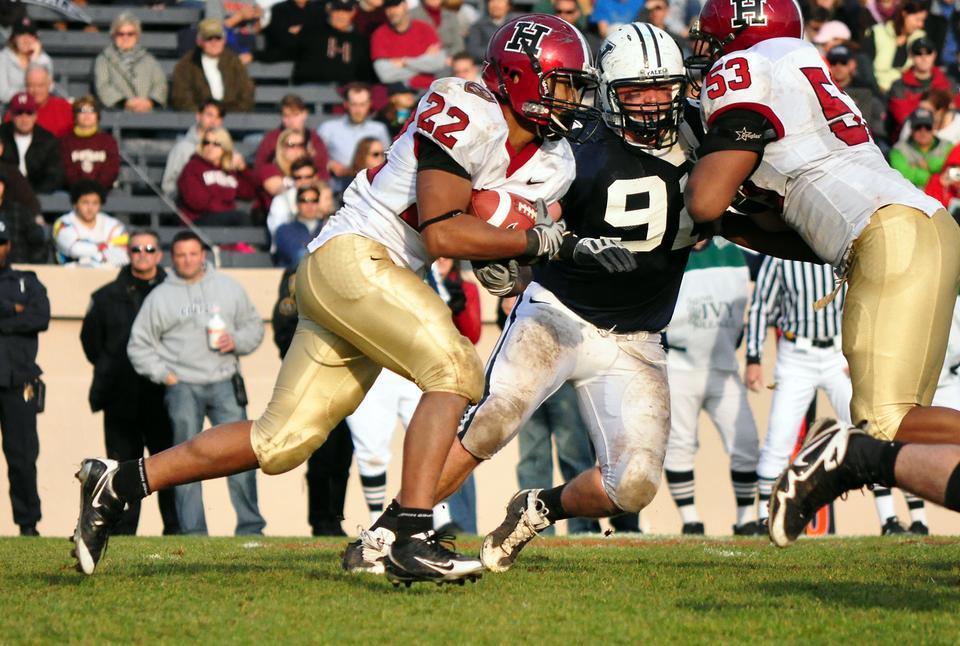 Junior running back Gino Gordon sparked Harvard’s fourth-quarter comeback with a crucial 19-yard fourth-down run. Gordon’s ability to gain yards after contact made the Crimson the league’s top rush offense.