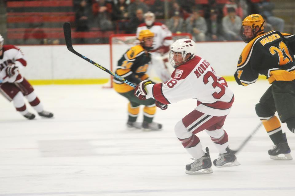 Harvard freshman Conor Morrison kept fooling the Boston University defense last night, scoring four goals, including a go-ahead tally with one minute remaining in the third period. A combination of luck and skill led to the breakout night, and the freshman is now tied for the team lead in goals. The last time a Crimson player scored four goals in a game was in 1998.   