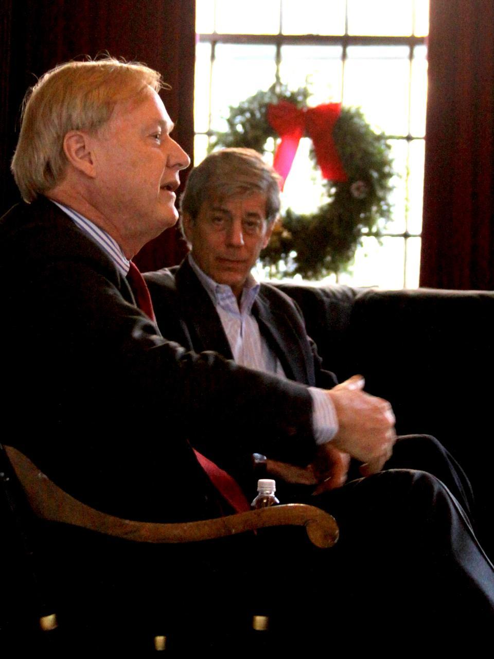 Chris Matthews, host of MSNBC's "Hardball with Chris Matthews, speaks at Kirkland House yesterday. Matthews discussed the economic stimulus and the war in Afghanistan among other topics with students in the Kirkland Junior Common Room.