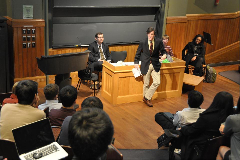 Johnny F. Bowman ‘11 addresses the Undergraduate Council for the first time as its newly inaugurated President after being sworn in at yesterday’s final meeting of the semester.
