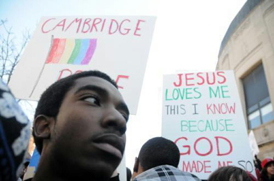 Original Publication Date: March 16, 2009

Westboro Baptist Church pickets Cambridge Ringe and Latin High School on Friday March 13 in protest of the school's gay and straight alliance, while others protested the Church's actions. 