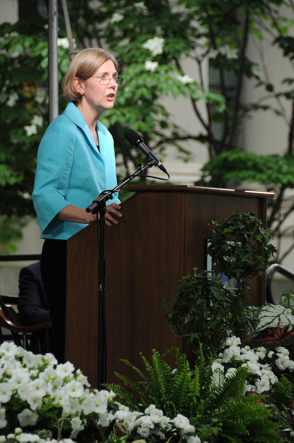 Harvard Law School Professor Elizabeth Warren speaks to the Harvard Law School Class of 2009 during its Class Day Exercises in June 2009.