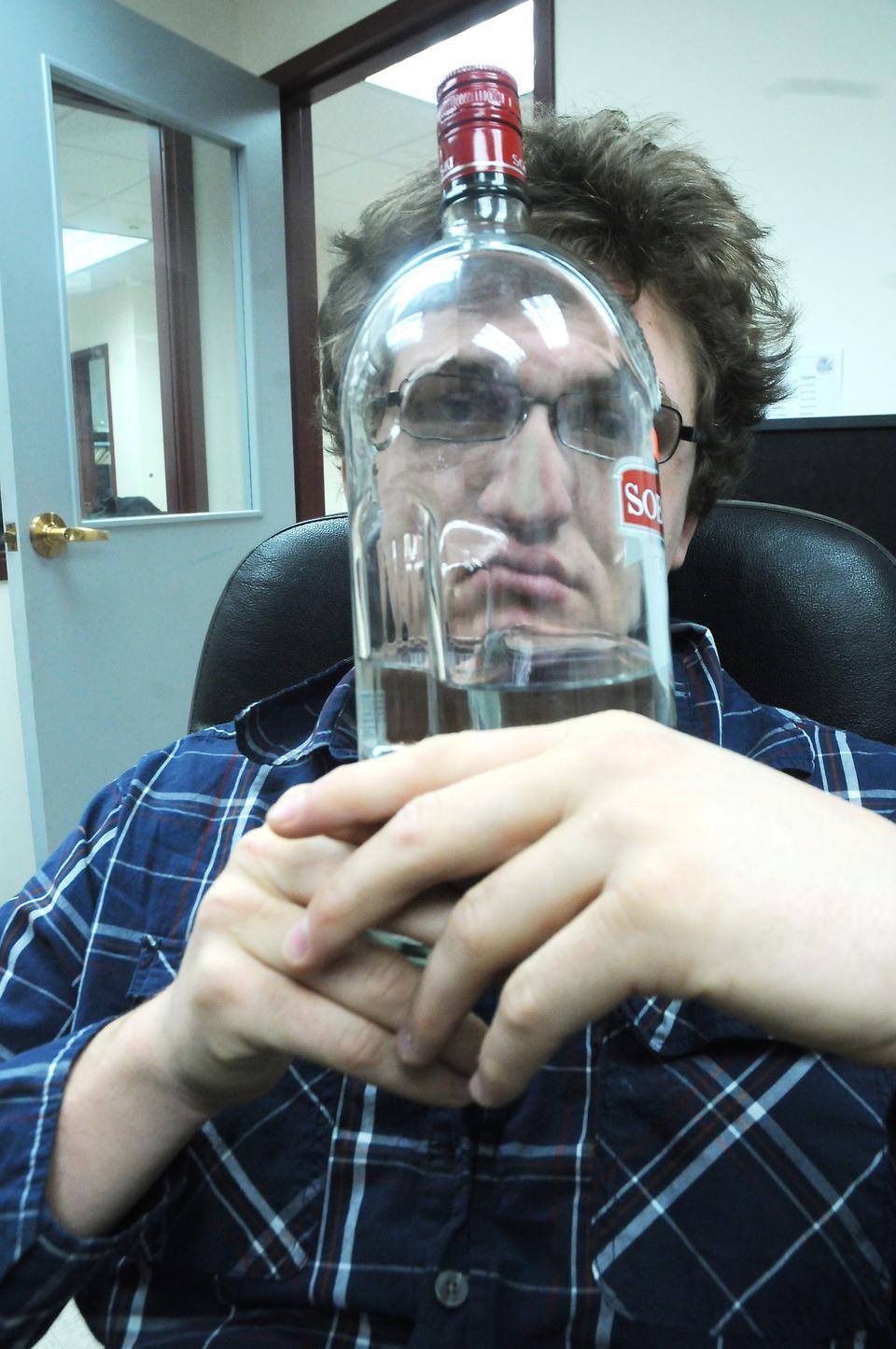 This vodka bottle is the closest thing to a microscope that you will find in Fresno