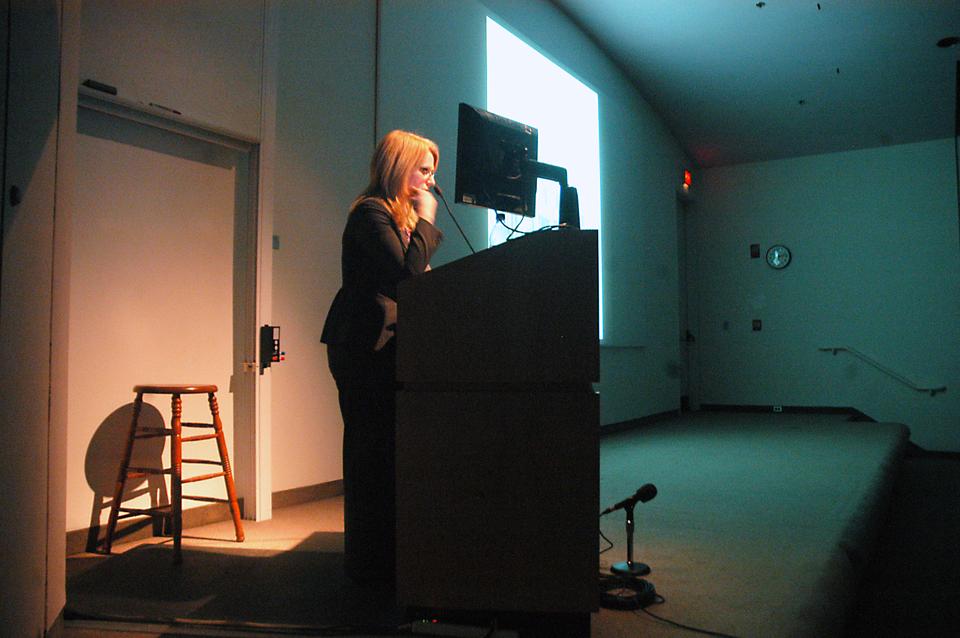 Michelle Lamunière, Assistant Curator of Photography at the Sackler Museum, gives a speech yesterday as part of the lecture series: In-Sight: Looking Deeper and Differently