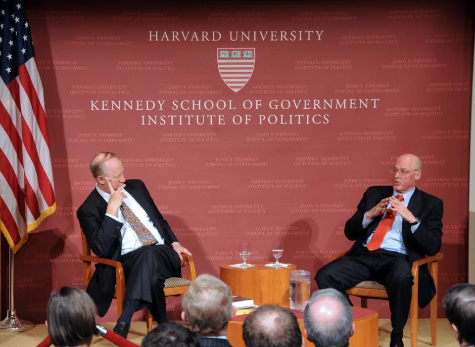 Henry M. Paulson Jr., former Secretary of the Treasury, speaks about decision making during the financial crisis at the Institute of Politics Forum yesterday.