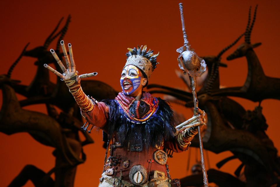 Rafiki (Phindile Mkhize) sings "The Circle of Life" at the beginning of the national tour of "The Lion King", which runs through March 21.