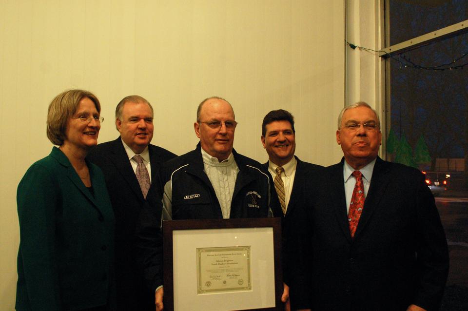 University President Drew G. Faust and Mayor Thomas M. Menino presented grants to local non-profit groups at the Winter 2009-2010 Harvard Allston Partnership Fund Grant Award Ceremony last Friday, February 26, 2010.