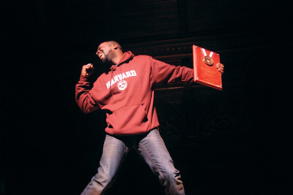 Haitian-American musician and producer Wyclef Jean celebrates his 2010 Artist of the Year award presentated by the Harvard Foundation at the 25th Annual Cultural Rhythms performance last Saturday, February 27, 2010.