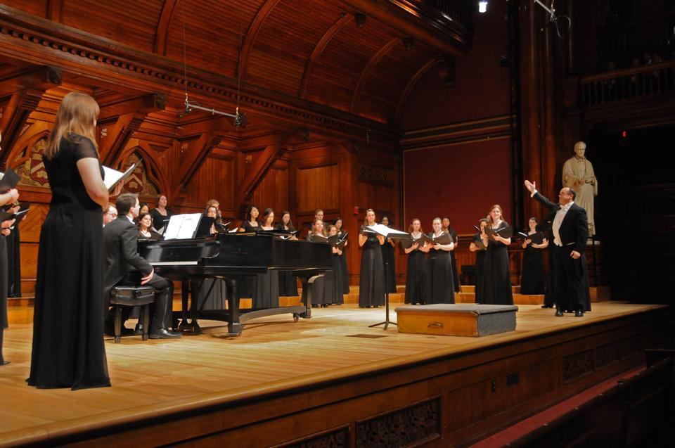 The Radcliffe Choral Society under the direction of Kevin Leong performs at the Junior Parents Weekend Concert Saturday night.