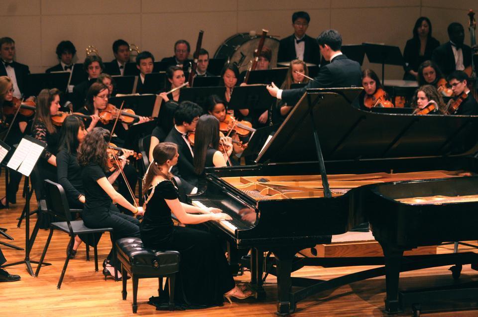 The Bach Society Orchestra played selections from Prokofiev, Poulenc, Mozart, and “Nightclub Scenes”, conducted by Yuga J. Cohler ’11.