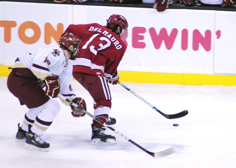 Junior Michael Del Mauro notched the eventual game-winning goal in a tense opening-round matchup of ECAC's between Harvard and Princeton this weekend. The Crimson went on to win the first contest 4-2, before taking the series in two games.
